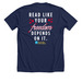 In Literacy We Trust Shirt, a Solid Navy Blend Premium Unisex Tee (back-view)