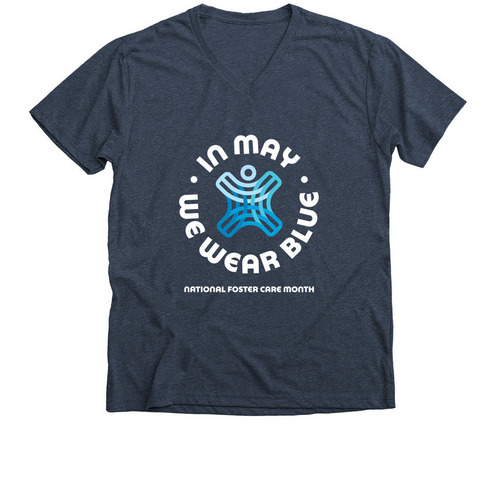 In May We Wear Blue, a Heather Navy Premium V-Neck Tee