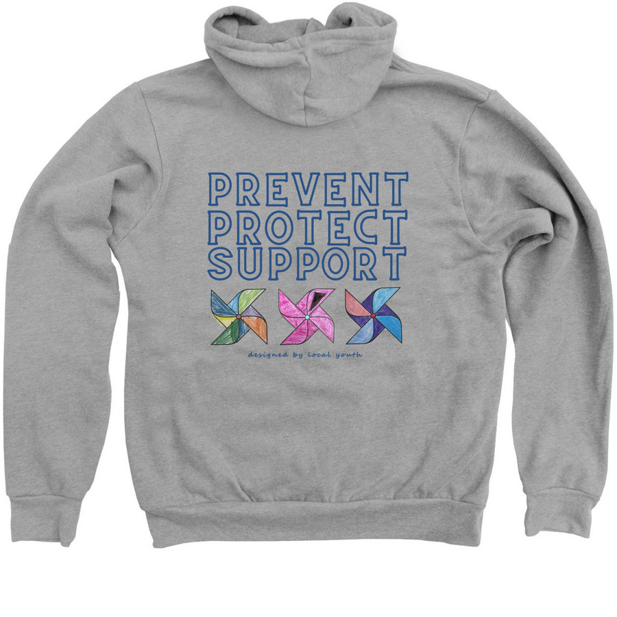 Through the Eyes of Youth Collection, a Athletic Heather Zip Up Hoodie (back-view)