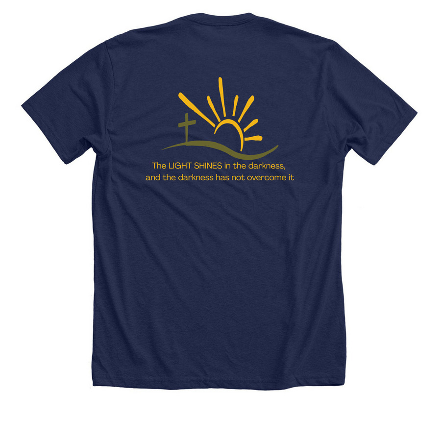 Sun Prairie Baptist&nbsp;, a Solid Navy Blend Premium Unisex Tee (back-view)