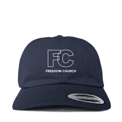 Freedom Church Hat - Outline Design White, a Navy Printed Classic Baseball Cap