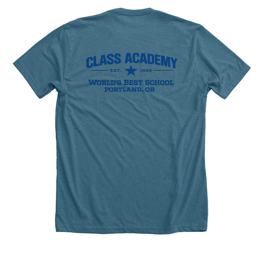 Magical Recess (Adult Sizes), a Heather Deep Teal Premium Unisex Tee (back-view)