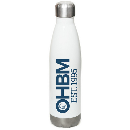 OHBM EST. 1995 Water Bottle, a White Stainless Steel Water Bottle