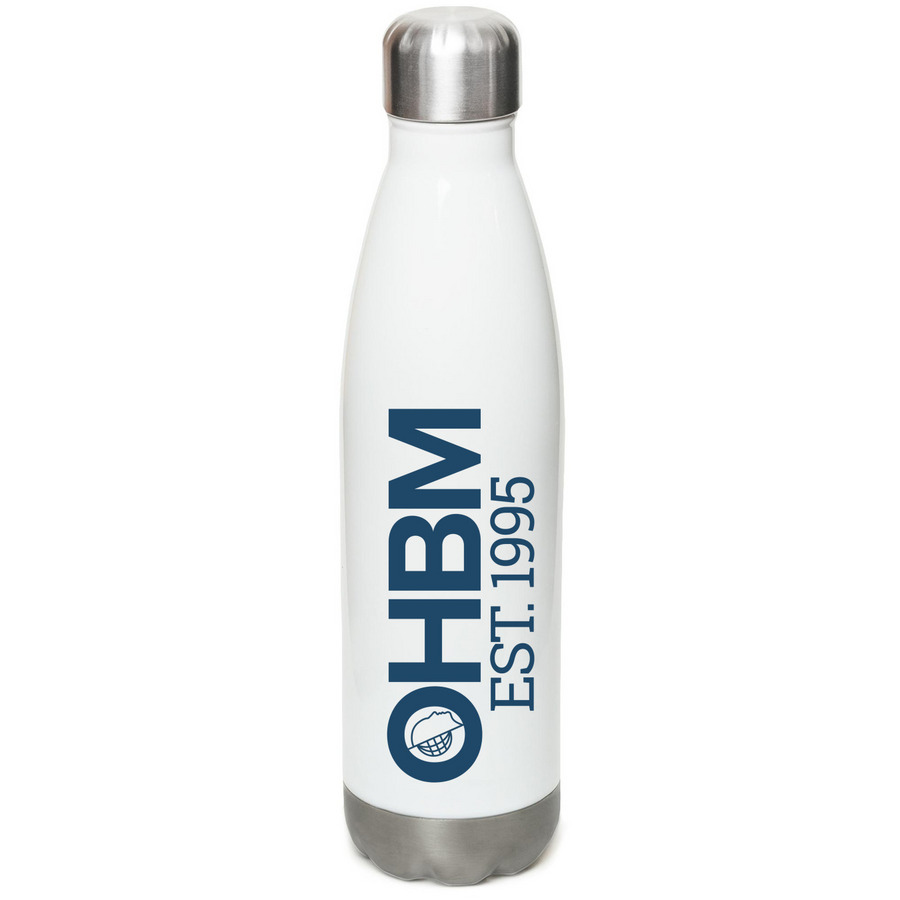 OHBM EST. 1995 Water Bottle, a White Stainless Steel Water Bottle