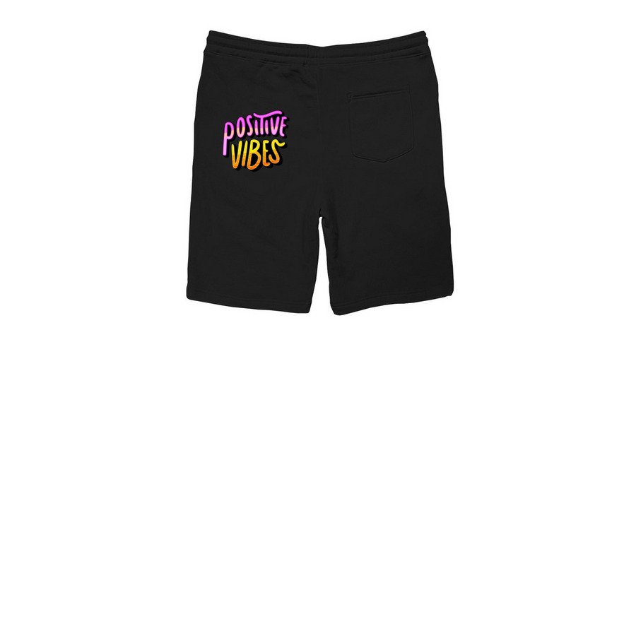 Good Vibes Only Fleece Shorts, a Black Midweight Fleece Shorts (back-view)