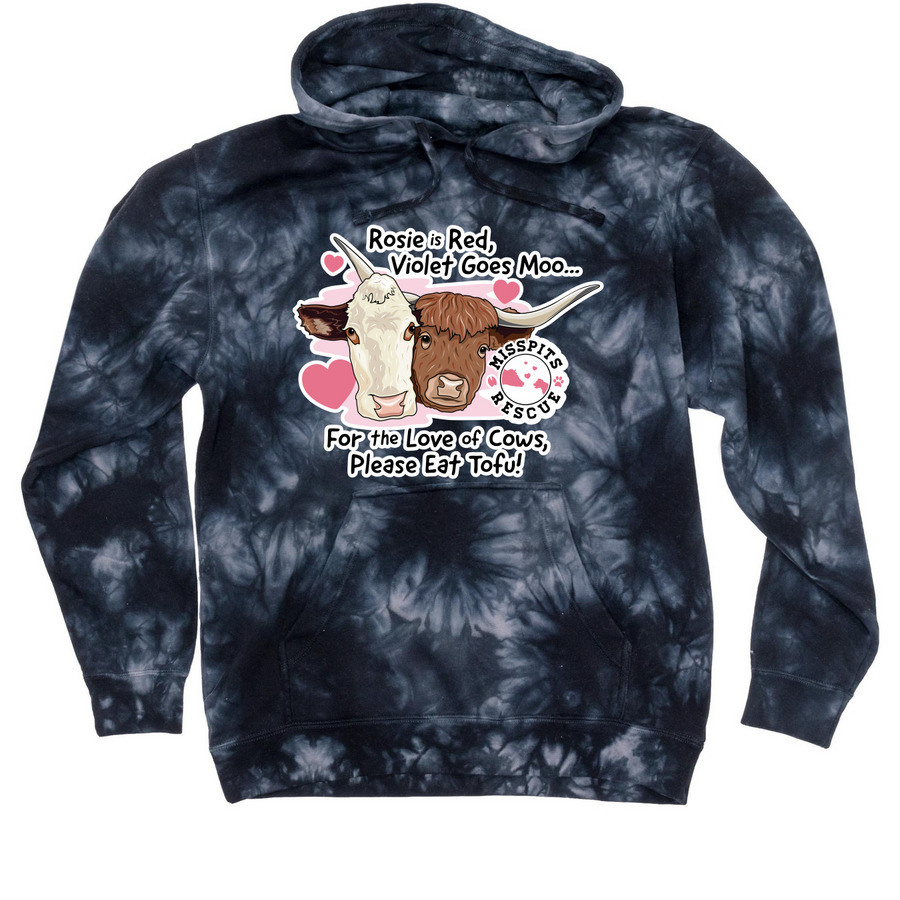 Valentine?s for Moo!, a Black Tie Dyed Pullover Hoodie