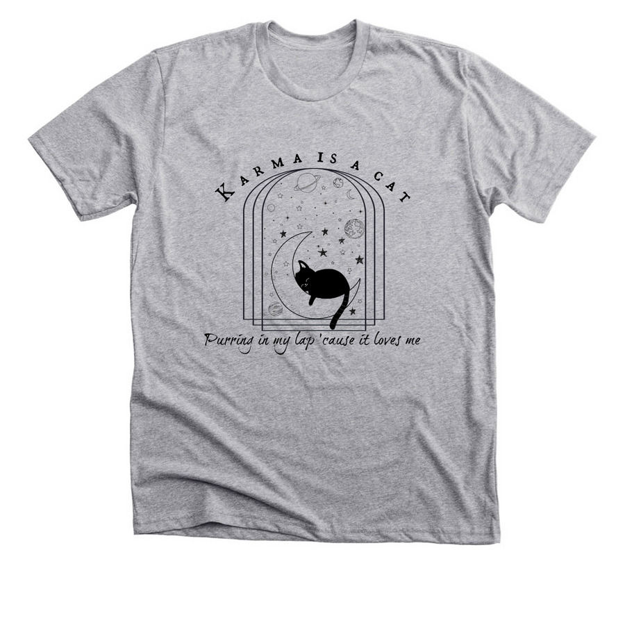 Karma Cat, a Athletic Heather Premium Unisex Tee