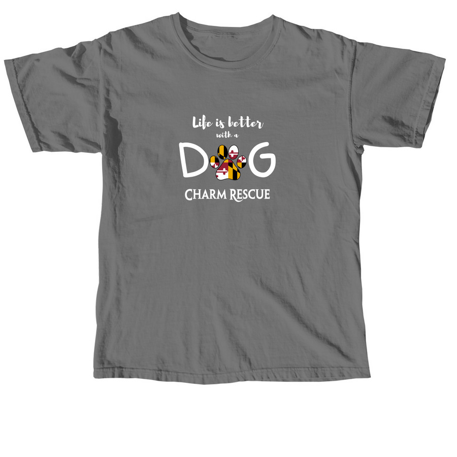 Life is better with a dog, a Grey Comfort Colors Unisex Tee