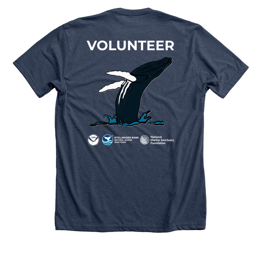 Stellwagen Volunteer, a Heather Navy Premium Unisex Tee (back-view)