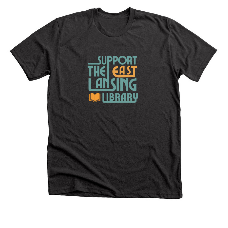 Support The&nbsp;East Lansing Library, a Dark Grey Heather Premium Unisex Tee