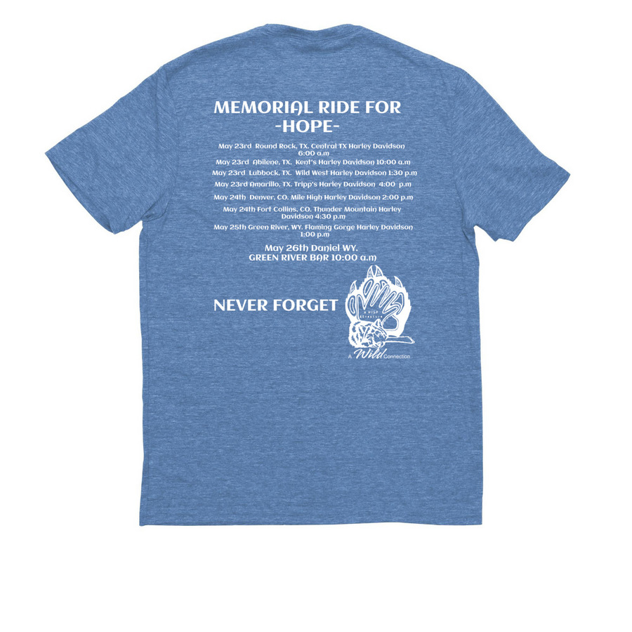 FOR HOPE and all wolves, a Azure Blue Allmade Eco Triblend Unisex Tee (back-view)