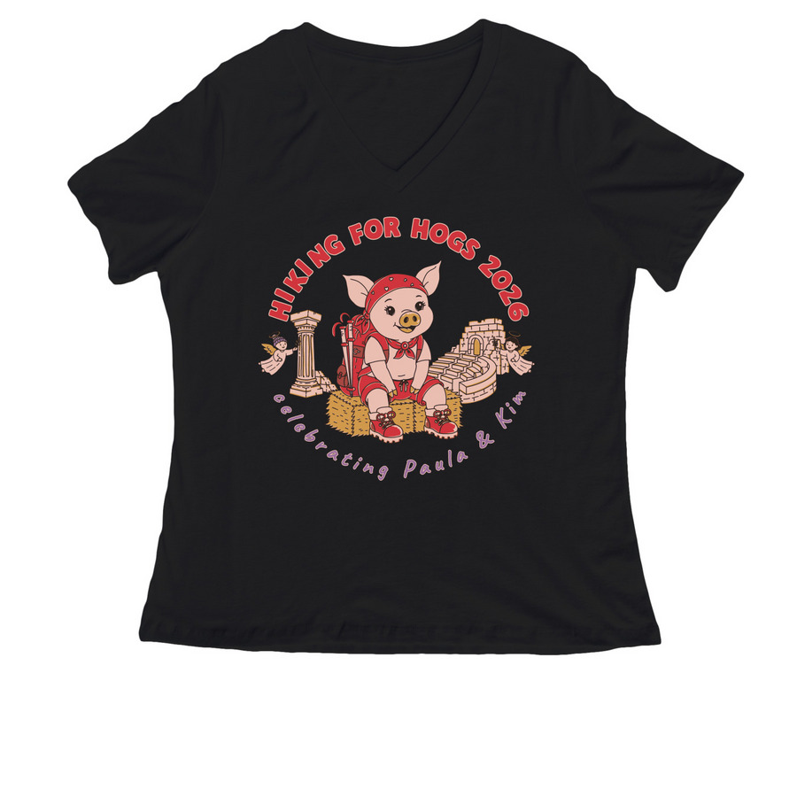 Hiking For Hogs 2026, a Black Women's Relaxed V-Neck Tee