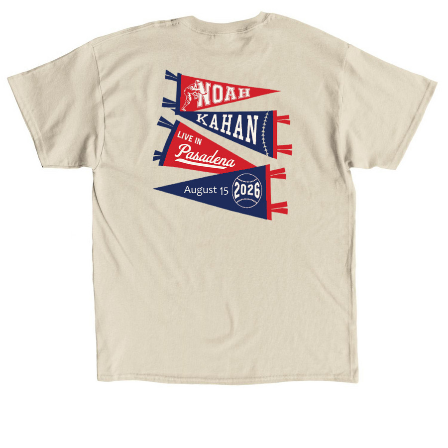 Noah Kahan&nbsp;Pasadena&nbsp;Merch, a Sand Classic Unisex Tee (back-view)