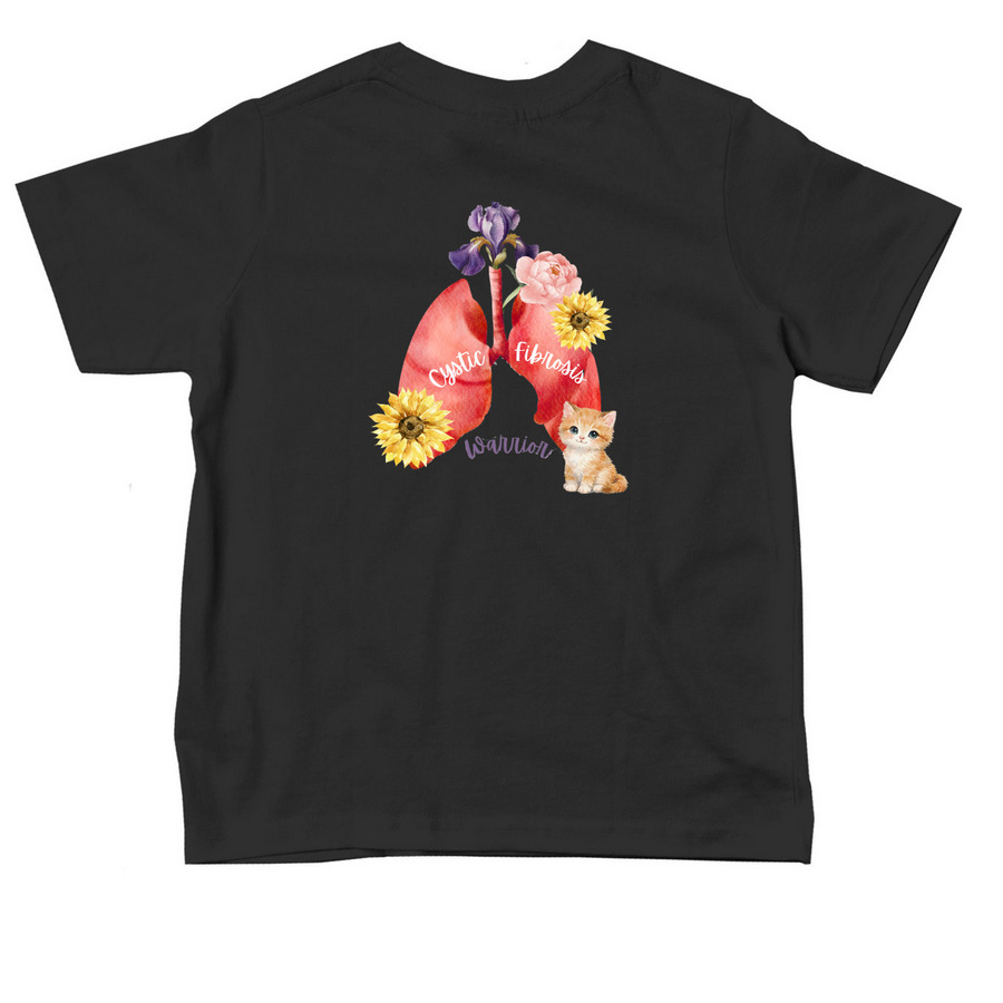 The Fighting Iris, a Black Toddler Tee (back-view)