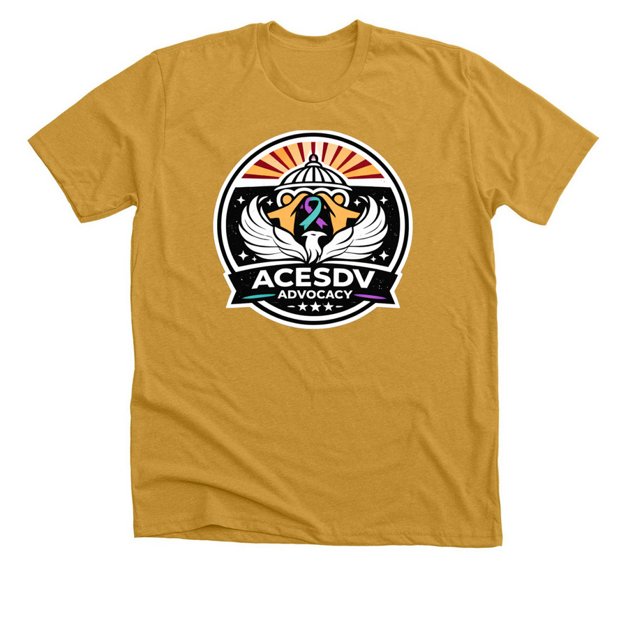 ACESDV Advocacy Tees, a Heather Mustard Premium Unisex Tee