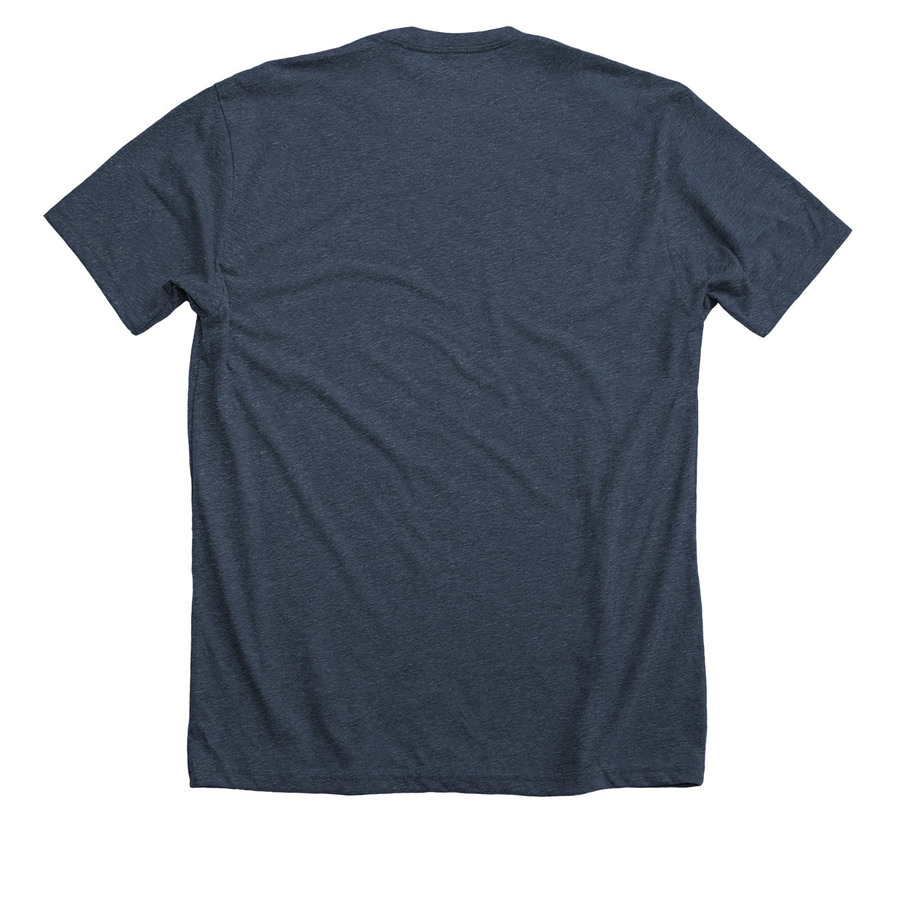 Hellbender&nbsp;, a Heather Midnight Navy Premium Unisex Tee (back-view)