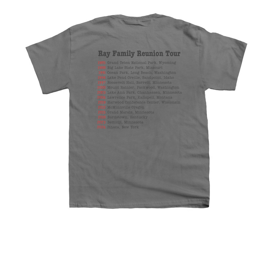Two-Sided Light Shirts (8 options), a Charcoal Youth Unisex Tee (back-view)