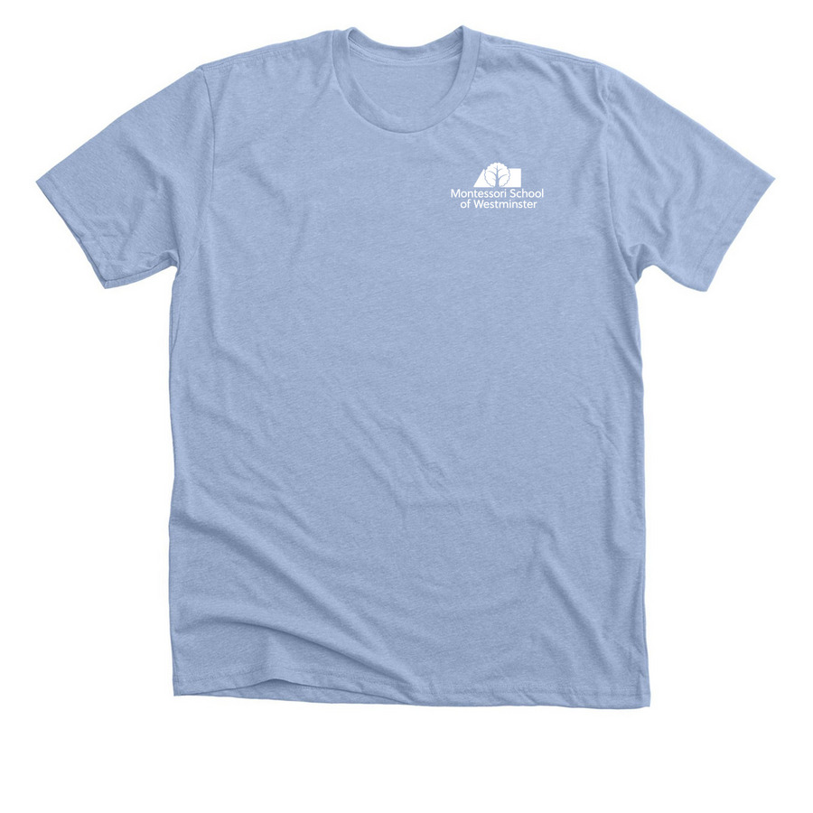 Tee: Pour with Intention, a Heather Baby Blue Premium Unisex Tee