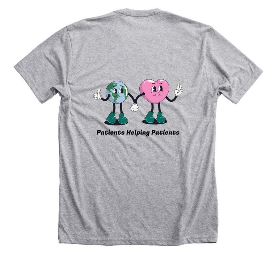 Patients Helping Patients Merch, a Athletic Heather Premium Unisex Tee (back-view)