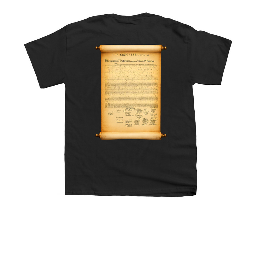 1776 ? When Freedom Was Declared, a Black Youth Unisex Tee (back-view)