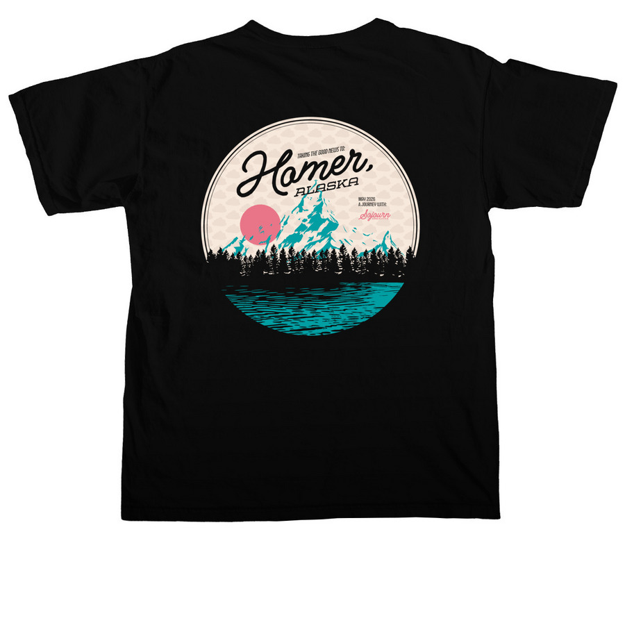 Alaska Mission Fundraiser, a Black Comfort Colors Unisex Tee (back-view)