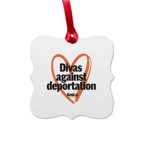 Divas against deportation, a White Aluminum Square Ornament