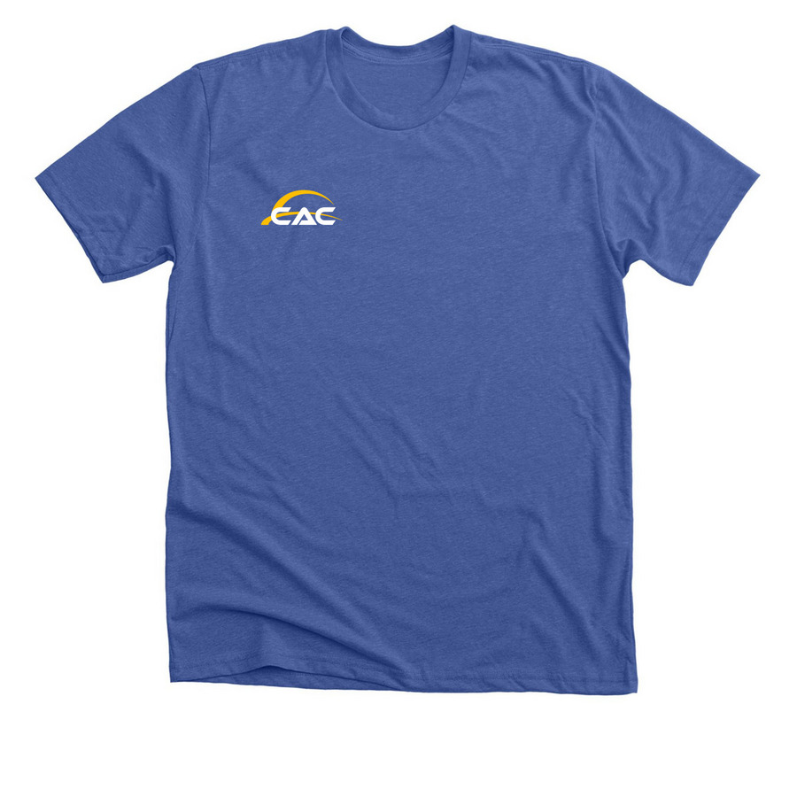 CAC Apparel with Front/Back Logo + Tagline, a Solid True Royal Premium Unisex Tee