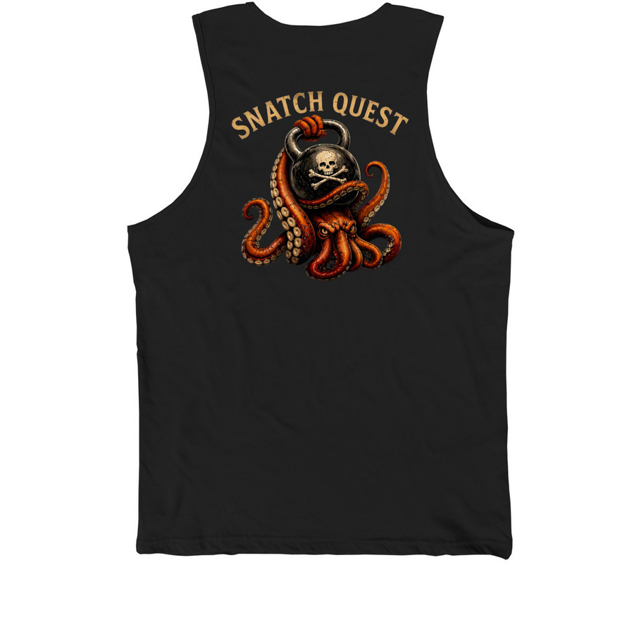 Snatch Daddy Summer: Snatch Quest, a Black Premium Cotton Tank (back-view)