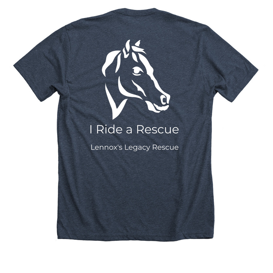Lennox's Legacy Rescue, a Heather Midnight Navy Premium Unisex Tee (back-view)