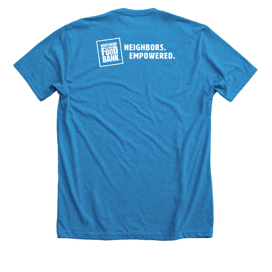 We All Belong - Apparel, a Neon Blue Premium Unisex Tee (back-view)