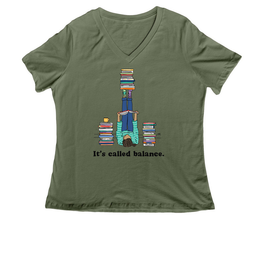 It's Called Balance, a Military Green Women's Relaxed V-Neck Tee