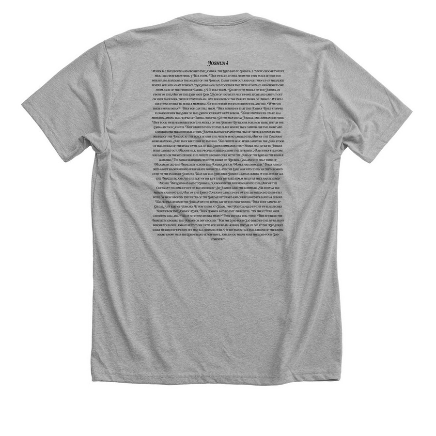 Joshua 4, a Athletic Heather Premium Unisex Tee (back-view)