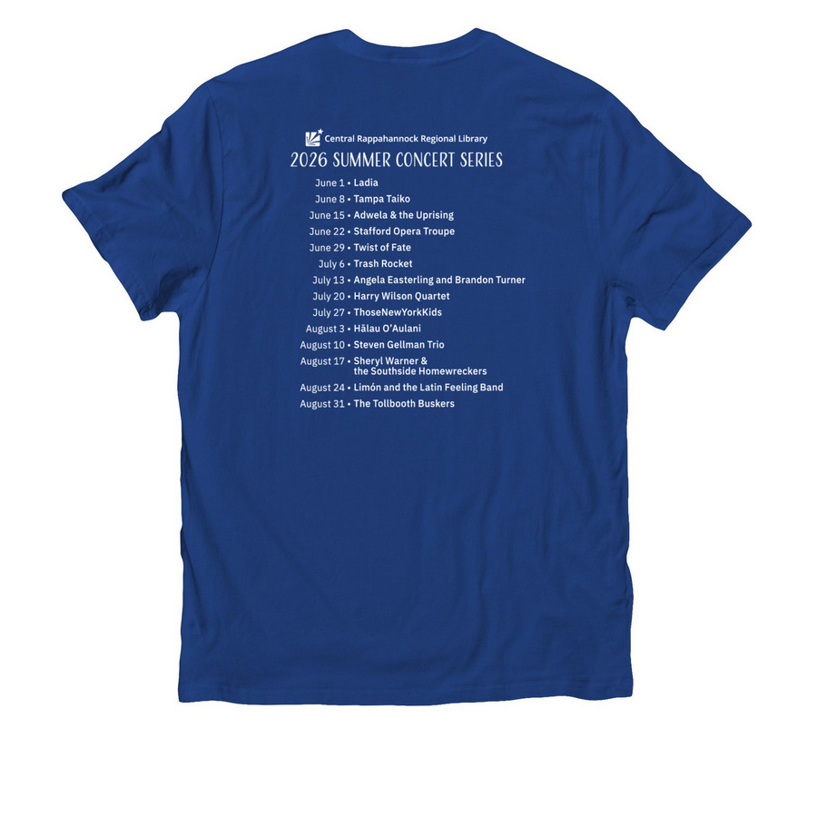 2026 Music on the Steps, a Andromeda Blue Allmade Organic Cotton Unisex Tee (back-view)