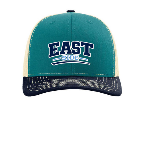 East Side - Hat, a Blue Teal/ Birch/ Navy Printed Snapback Trucker Cap