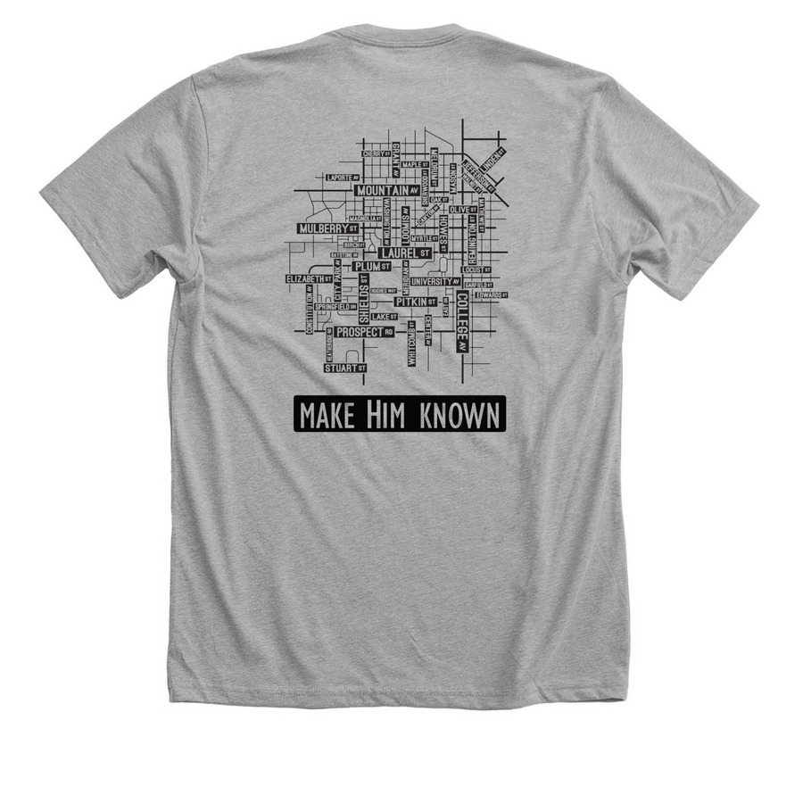 Colorado State Navs -Map, a Athletic Heather Premium Unisex Tee (back-view)