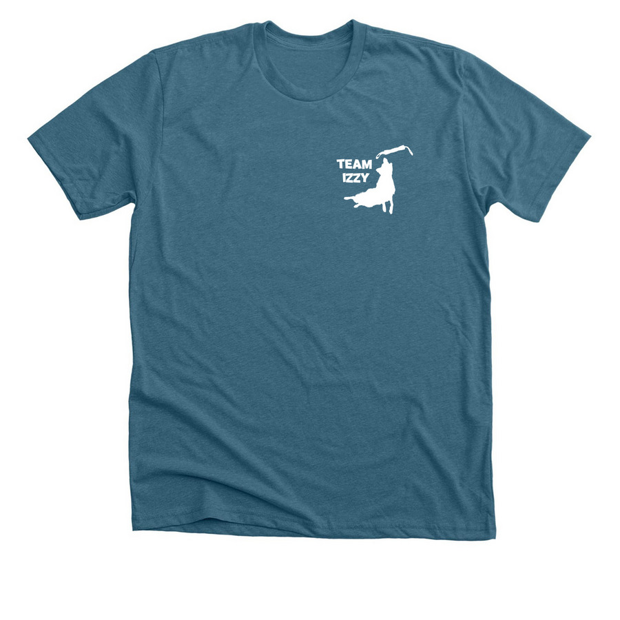 Izzy nationals white, a Heather Deep Teal Premium Unisex Tee