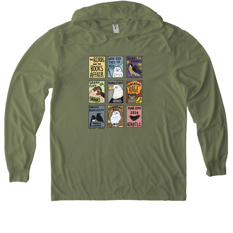 The Birds and The Books Affair, a Olive You Green Allmade Eco Triblend Hoodie Tee