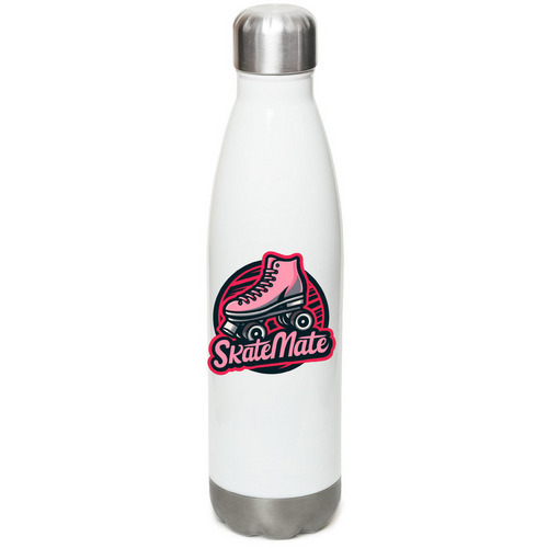 Skatemate Water Bottle, a White Stainless Steel Water Bottle