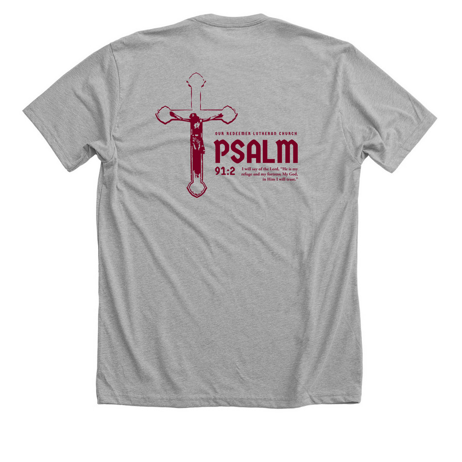 Wearables, Design A, a Athletic Heather Premium Unisex Tee (back-view)