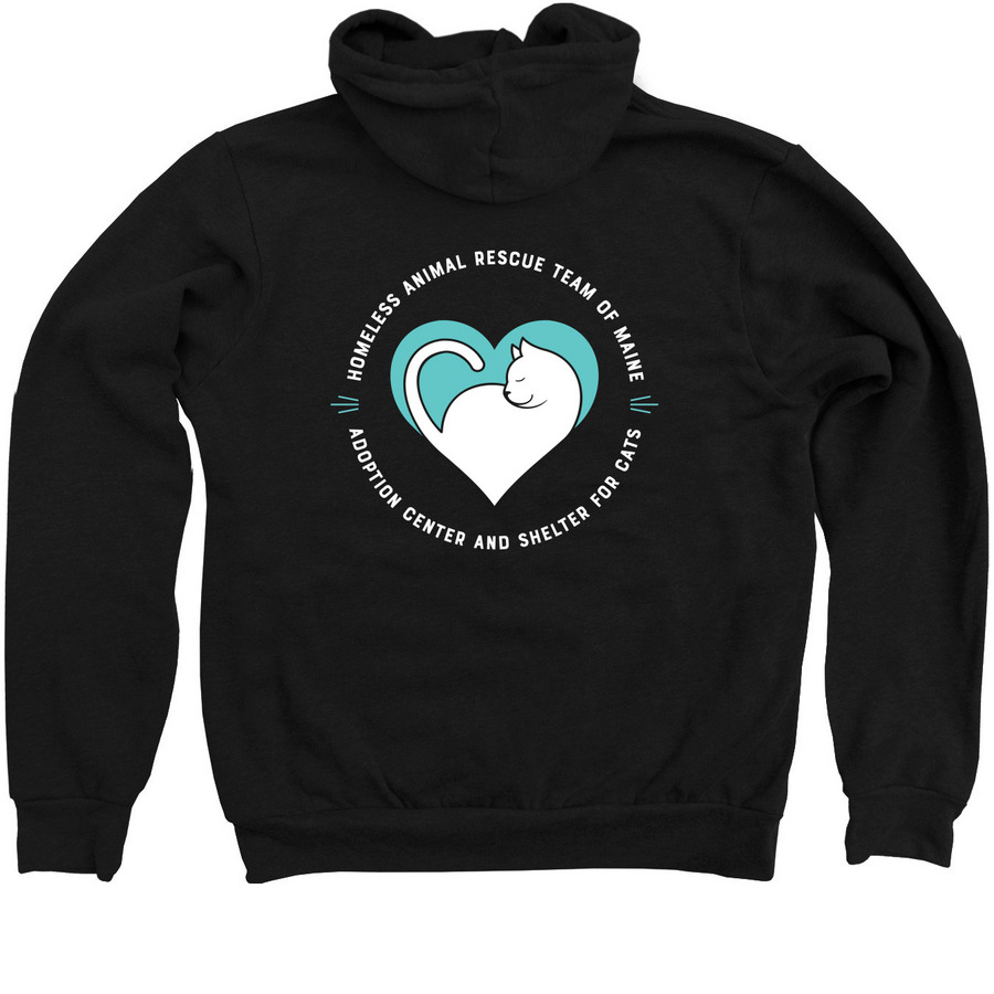 HART White Cat Logo, a Black Zip Up Hoodie (back-view)