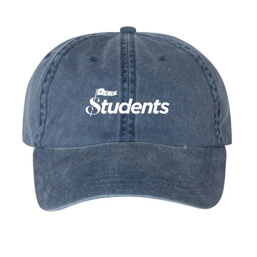 FCC Students The Classic Dad Hat (White), a Navy Printed Pigment Dye Baseball Cap