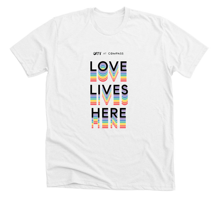 Love Lives Here - Love Is My Compass - White, a Solid White Blend Premium Unisex Tee