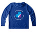 Team Minuteman 5K Goal Crusher Gear, a True Royal UV Performance Long Sleeve Hoodie (back-view)