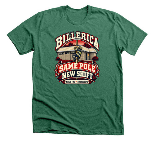 Mac 2?s to Firehouse #2, a Heather Grass Green Premium Unisex Tee