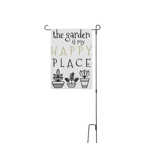 Garden Space Flag, a White 12" x 18" Yard Flag with Stake