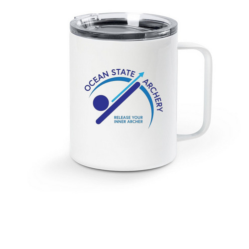 Travel Mug, a White Stainless Steel Travel Mug