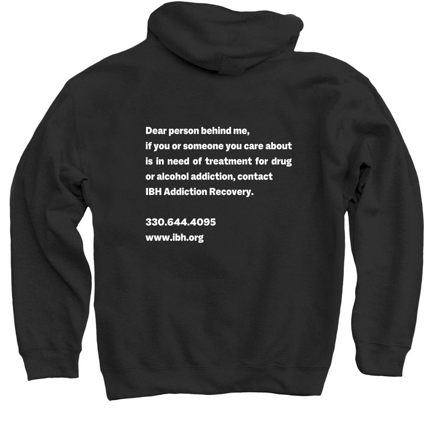 Dear Person Behind Me,, a Black Pullover Hoodie (back-view)