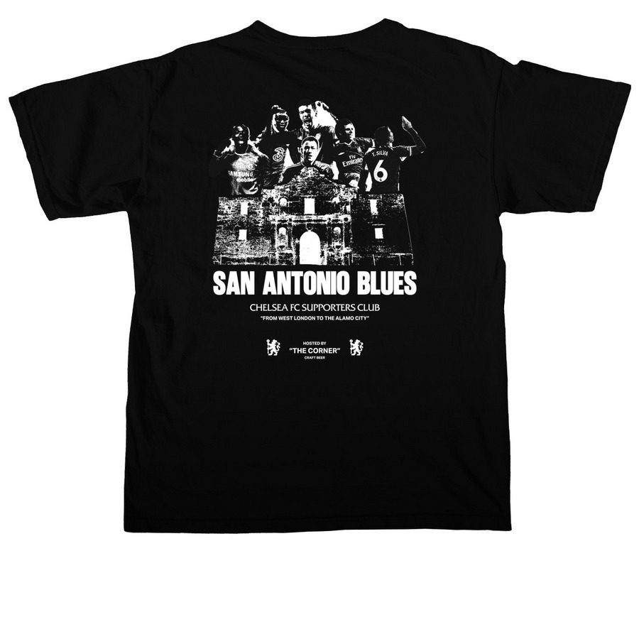 Alamo, a Black Comfort Colors Unisex Tee (back-view)
