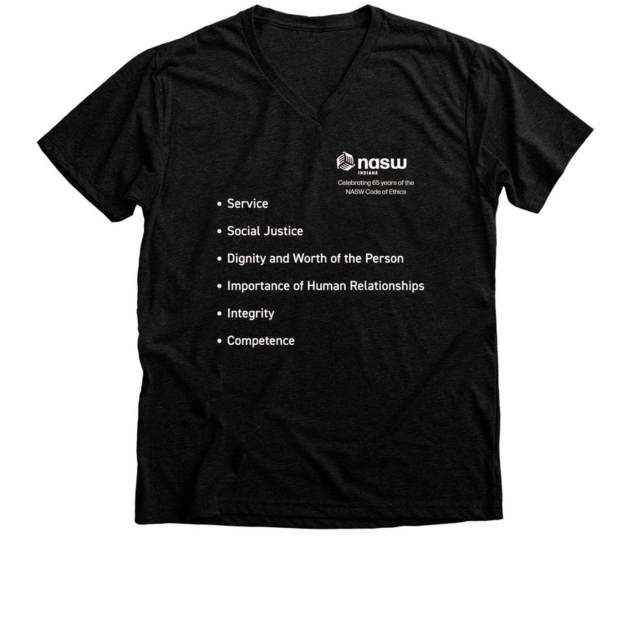 Celebrating NASW Code of Ethics - Tshirt, a Black Heather Premium V-Neck Tee
