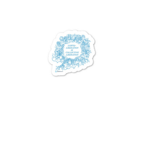 LGBTQ+ Liberation Sticker, a White Kiss Cut Sticker